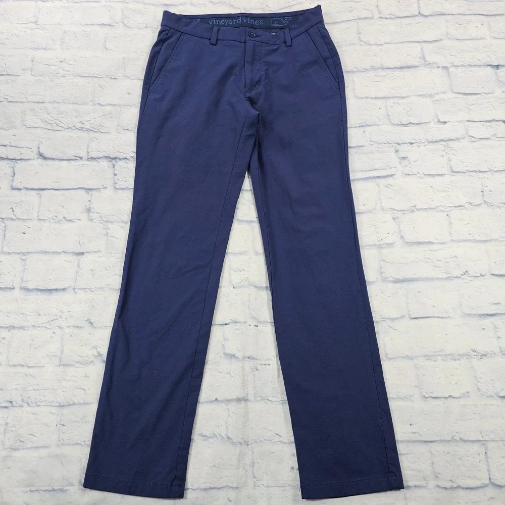 Vineyard Vines Performance Pants Men 30x32 Navy Blue Stretch Chino Golf Trousers